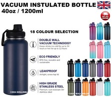 1.2L Water Flask Bottle Stainless Steel Double Wall Vacuum Insulated Thermal