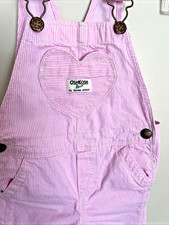 Oshkosh B'gosh Girls Size 2 T Pink Engineer Stripe Heart Bib Pocket Overalls