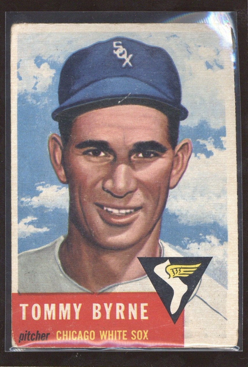 1953 Topps #123b Tommy Byrne Surface Damage Creased