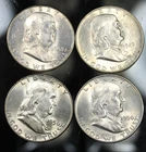 Group of 4, 1948 D, 1949 D, 1950, & 1950 D Franklin Half Dollars - Unc !!