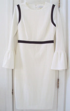 NEW! CALVIN KLEIN 8 WHITE BLACK TRIM (HEAVIER KNIT) STRAIGHT PENCIL FORMAL DRESS
