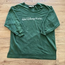 VTG Walt Disney World Green Mickey Mouse Sweatshirt Embossed Embroidered Size XL