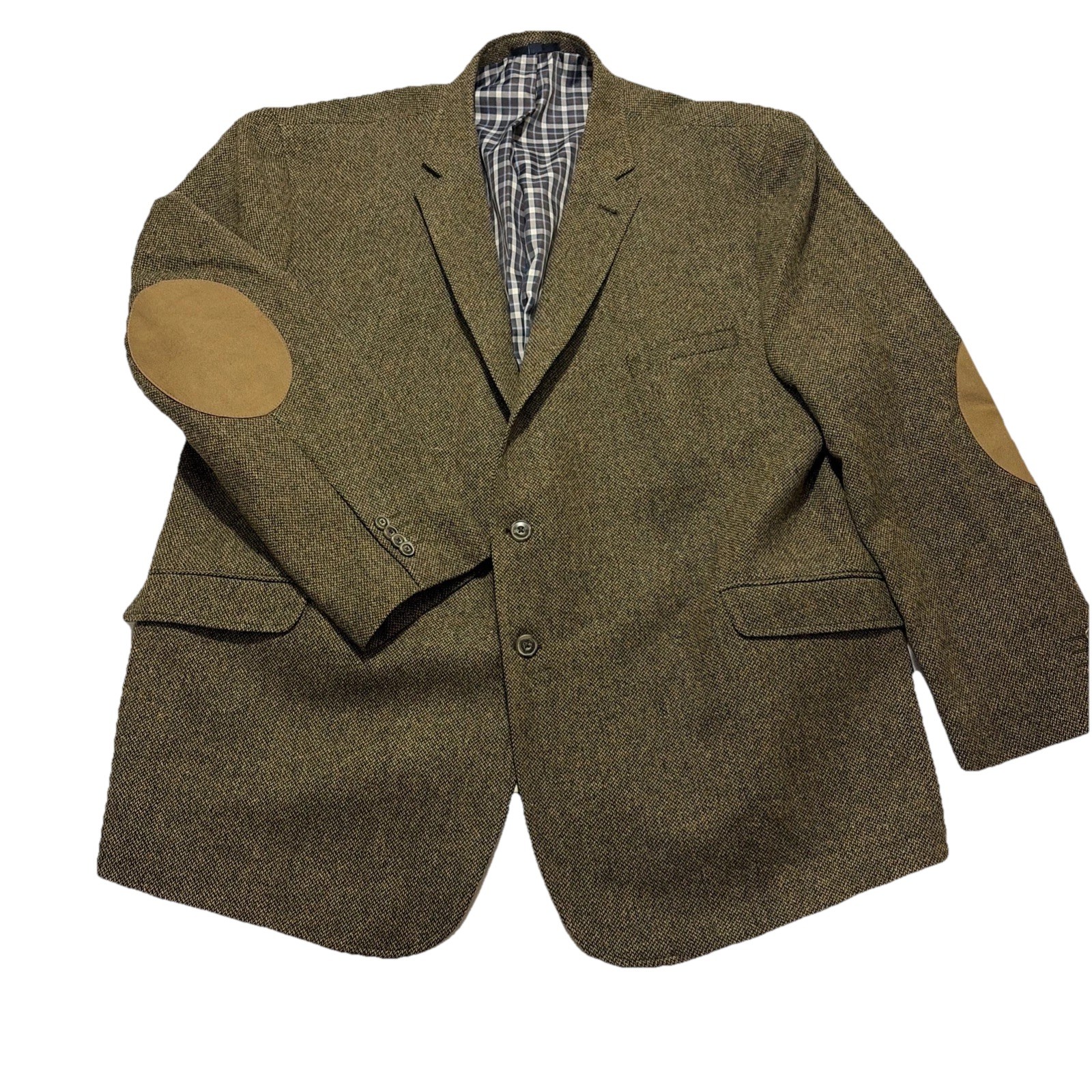 Jos A Bank 1905 Tailored Fit Wool Herringbone Tweed Elbow Blazer Sport Coat 54R