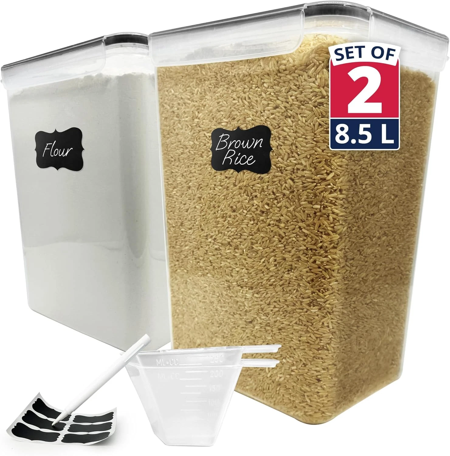 8.5L Airtight Food Storage Containers with Lids (2 Sets) Kitchen Organizers and