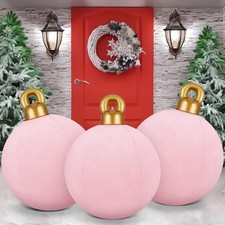 Jetec 3 Pcs 32 Inch Giant Velvet Christmas Inflatable Balls, Pink