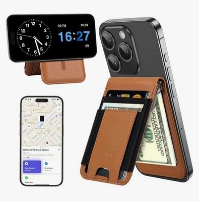 HiWe for MagSafe Wallet Stand with Find My, Anti-Lost Strongest Magnetic Wallet