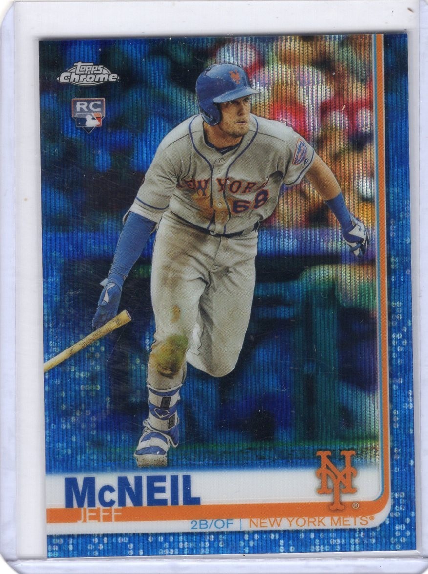 JEFF MCNEIL 2019 Topps Chrome Rookie BLUE WAVE REFRACTOR #152 27/75 Mets MINT