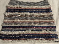Anthropologie Moulinette Soeurs Erine Fringe Sequin Skirt 10 Festival Boho Hip