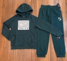 Nike Youth Set Boy's Hoodie PANTS Tracksuit 2pc Green Size M 10/12 New