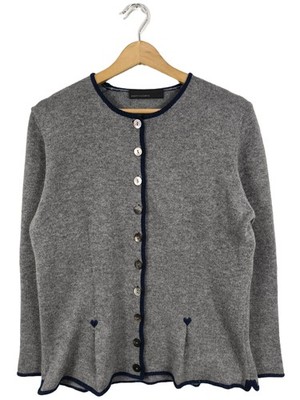 PIERRE CLAIRE Cardigan Damen Jacke Gr. DE 42 grau-dunkelblau Casual-Look
