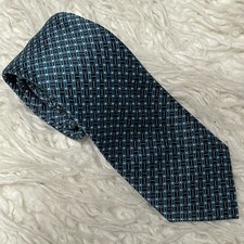 Bespoke Men  s Neck Tie Blue Geometric Design 3  Width 100 Polyester