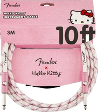 FENDER X HELLO KITTY WHITE/PINK WOVEN INSTRUMENT/GUITAR CABLE 10FT 099-0818-123