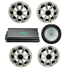 Kicker Marine Audio Bundle   4 6.5  Speakers, 6-Channel Amp  12  