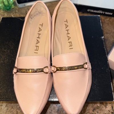   Tahari Slip- On Flats 8 M Pink Loafers Suede Leatherette