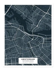 Amsterdam City Map Wall Art Poster - Modern Urban Decor Fine Art Print