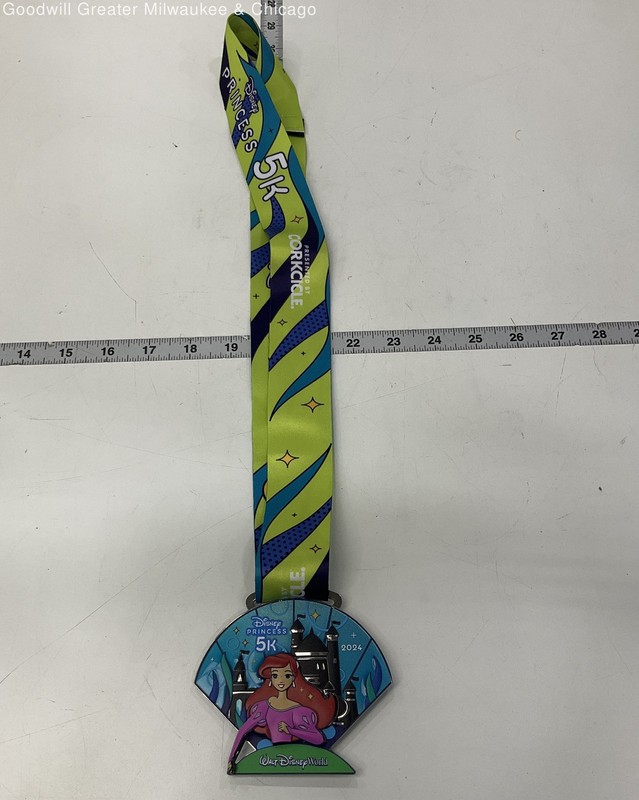 runDisney Green Blue Yellow Red Disney Princess 5K 2024 Virtual Ariel Medal