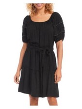 KAREN KANE Womens Black Short Sleeve Above The Knee Fit + Flare Dress M