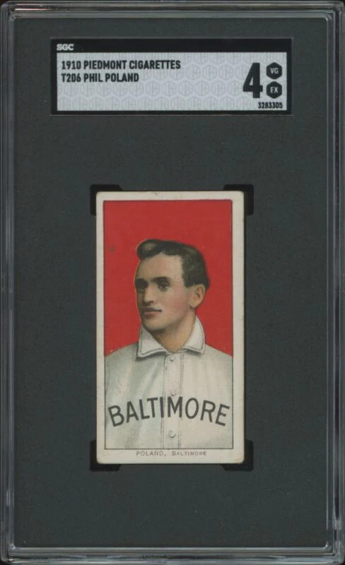1909 T206 PHIL POLAND NNO VG-EX PIEDMONT 350 SGC 4 BASEBALL BALTIMORE ORIOLES