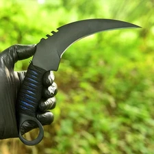 Tactical Hunting combat Karambit FIXED BLADE KNIFE EDC With Leather Sheath