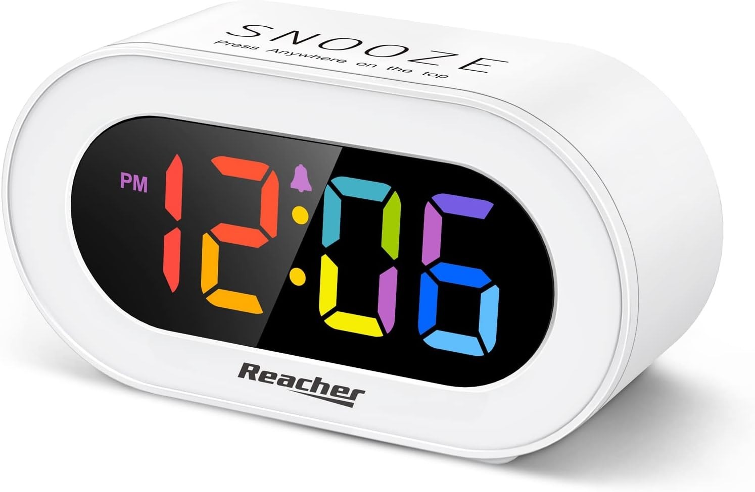 Colorful LED Clock with Snooze Function & Full Brightness Control - Small Size