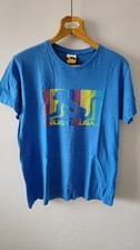 Drunknmunky Mens Large Printed T-Shirt Blue Graphic Cotton Short Sleeve 0517