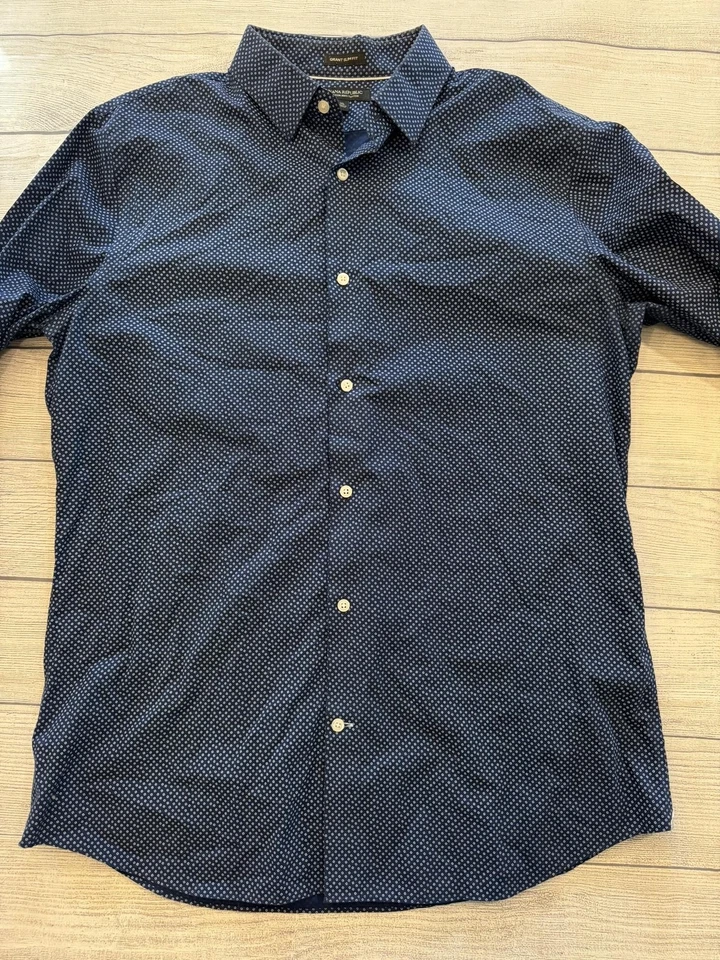 Camisa Banana Republic Para Hombres XL Azul Grant Calce Ajustado Algodón Sin Hierro Con Botones Foto 4 de 4