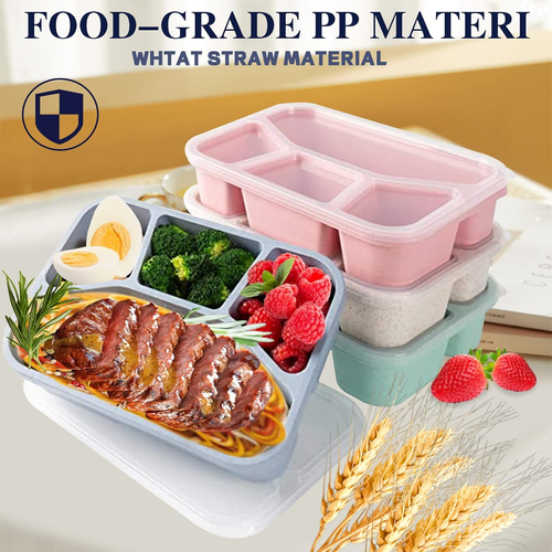 8 Pack Bento Box Lunch Containers Wheat Straw Meal Prep Reusable ...