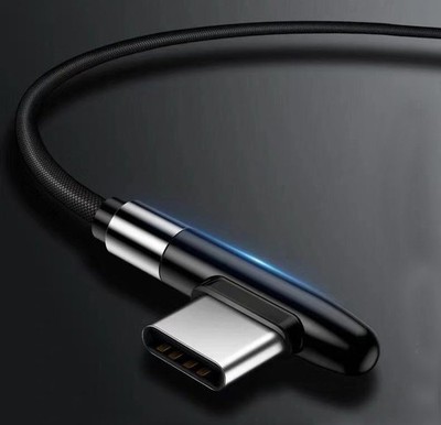 Schwarz Robust USB Typ C Charge / Sync Kabel Rechter Winkel für Sonim XP8, XP3,