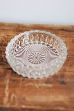 Vintage Pressed Crystal Ashtray – 7.5” Round Cut Glass Dish (Mid-Century)