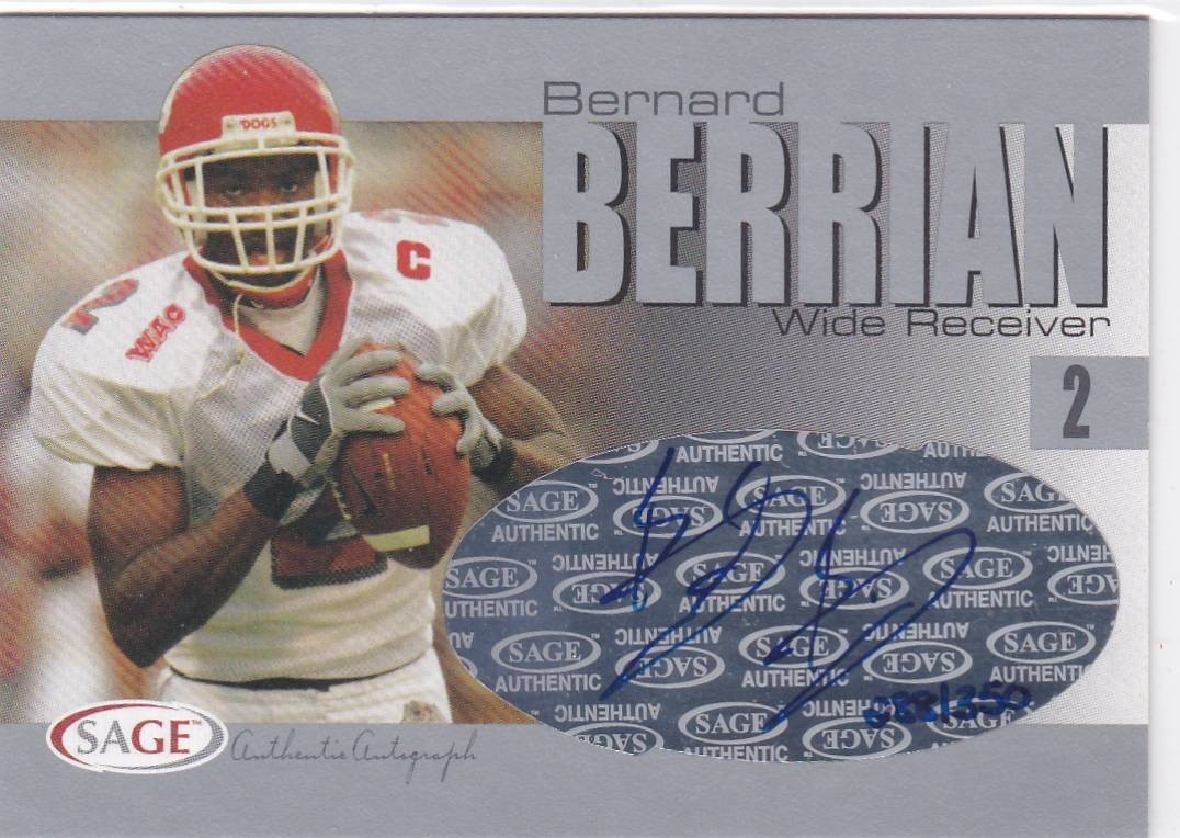 2004 Sage Bernard Berrian Silver Auto RC Rookie /350 Fresno State Bulldogs
