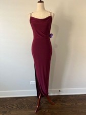Formal Maxi Open Back Bodycon Dress Burgundy Size Large New With Tag Windsor