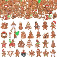300 Enamel Christmas Charms Gingerbread Pendants Findings Holiday Set Assorted