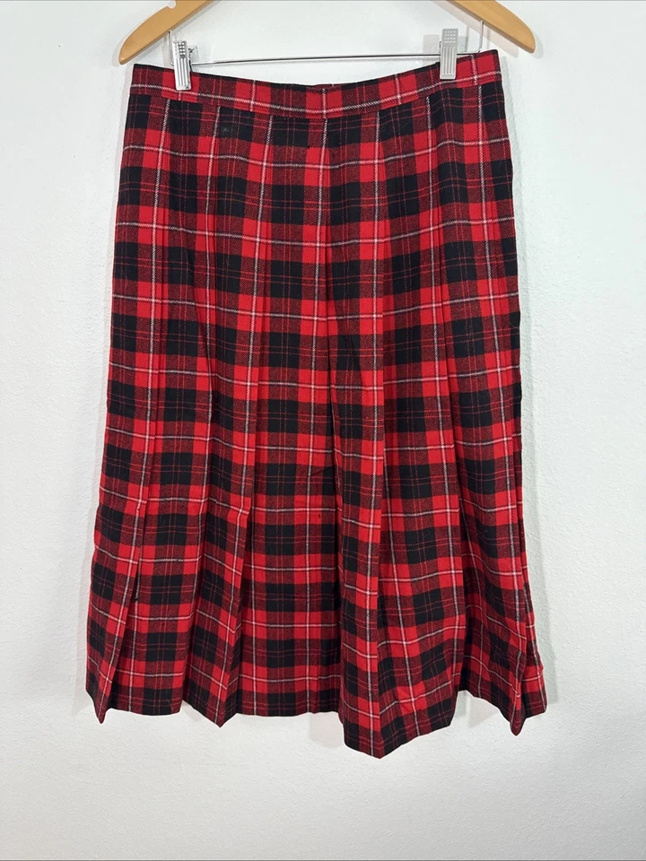 Vtg Pendleton Wool Midi Skirt Womens 16 Cunningham Tartan Academia Holiday USA - Image 3 of 4