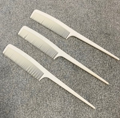 GOODY  Vintage White Comb  Unbreakable Rat Tail Teasing Hair Plastic Retro Three