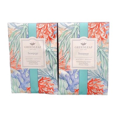 Greenleaf Seaspray Scented Sachets lot of 2 large singles new Watery Green