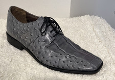 Stacy Adams Mens Leather Ostrich/Croc Print Laceup Gray Size 9.5M 24141