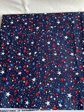 Patriotic Fabric Red White  Blue Stars 42" X 44" NEW Cotton Quilting Doll