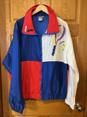 BN53 Vintage 80s RCA Tennis Championship Color Block Jacket Nipper