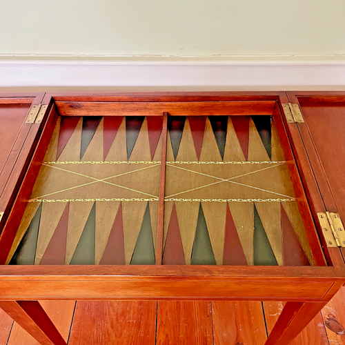 John-Richard Federal Revival, Sunburst Inlay, Folding Top Backgammon Games Table - Picture 2 of 9