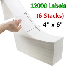 12000 Perforated Fanfold 4x6 Direct Thermal Shipping Labels for Zebra & Rollo