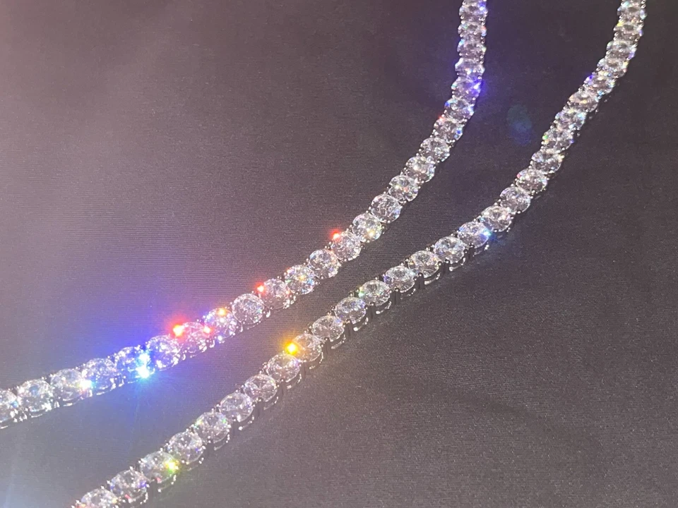 "Collar de tenis ICED OUT CZ de 6 mm enchapado en oro blanco de 18 k" Foto 3 de 4