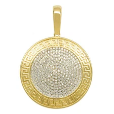 1 3/4" Medallion Greek Style Pendant Real Solid 10K Yellow Gold