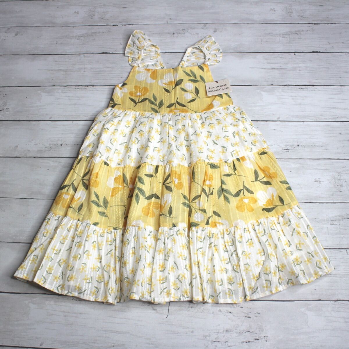 Catherine Malandrino Girl's Dress Size 5 5T Yellow White Catherine Malandrino Girl's Dress Size 5 5T Yellow White