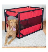 Portable Dog Kennel - Large Red By Vibrant Life Up To 70lbs. Seatbelt Straps