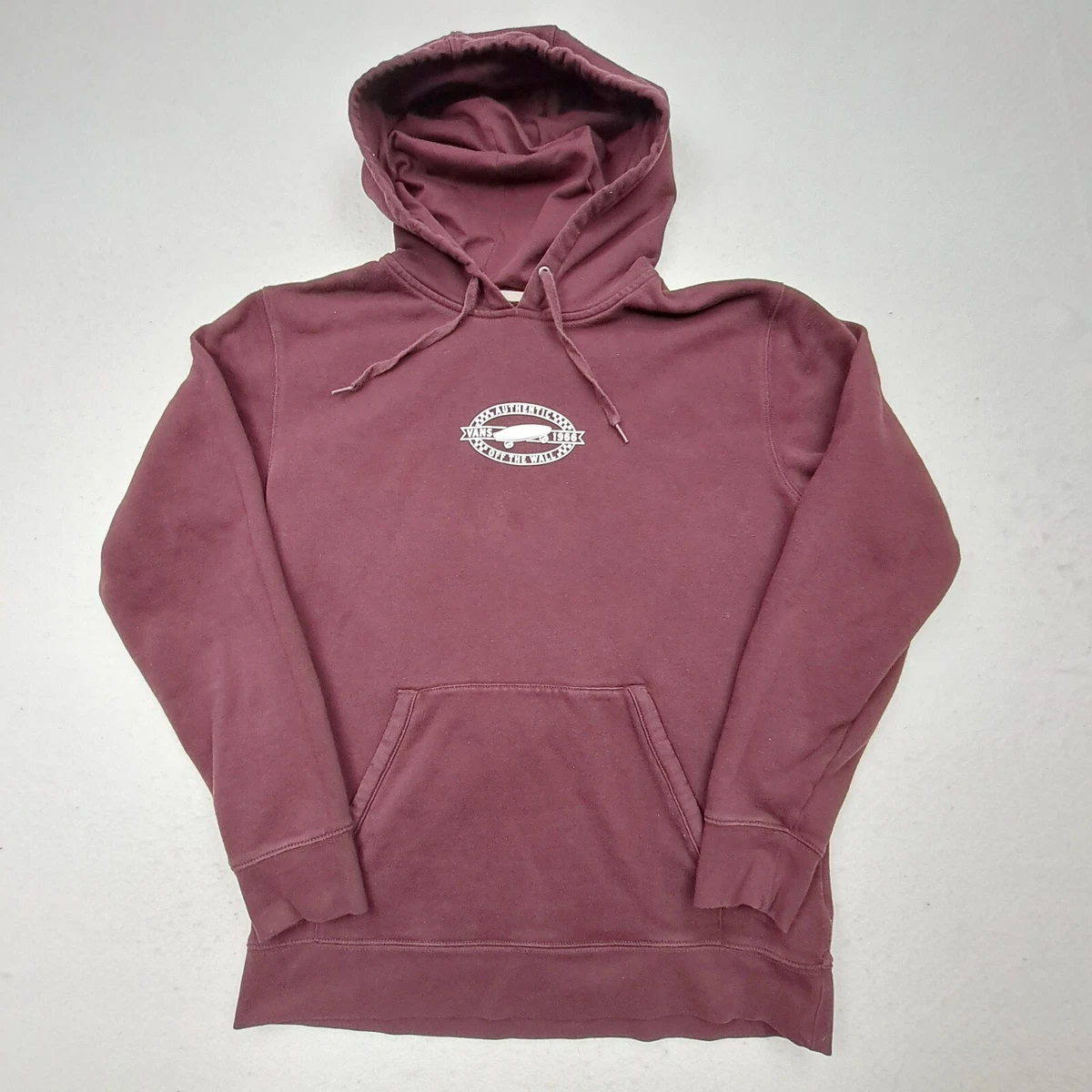 Vans Hoodie Mens Medium Red Maroon Off The Wall Sweatshirt Sweater