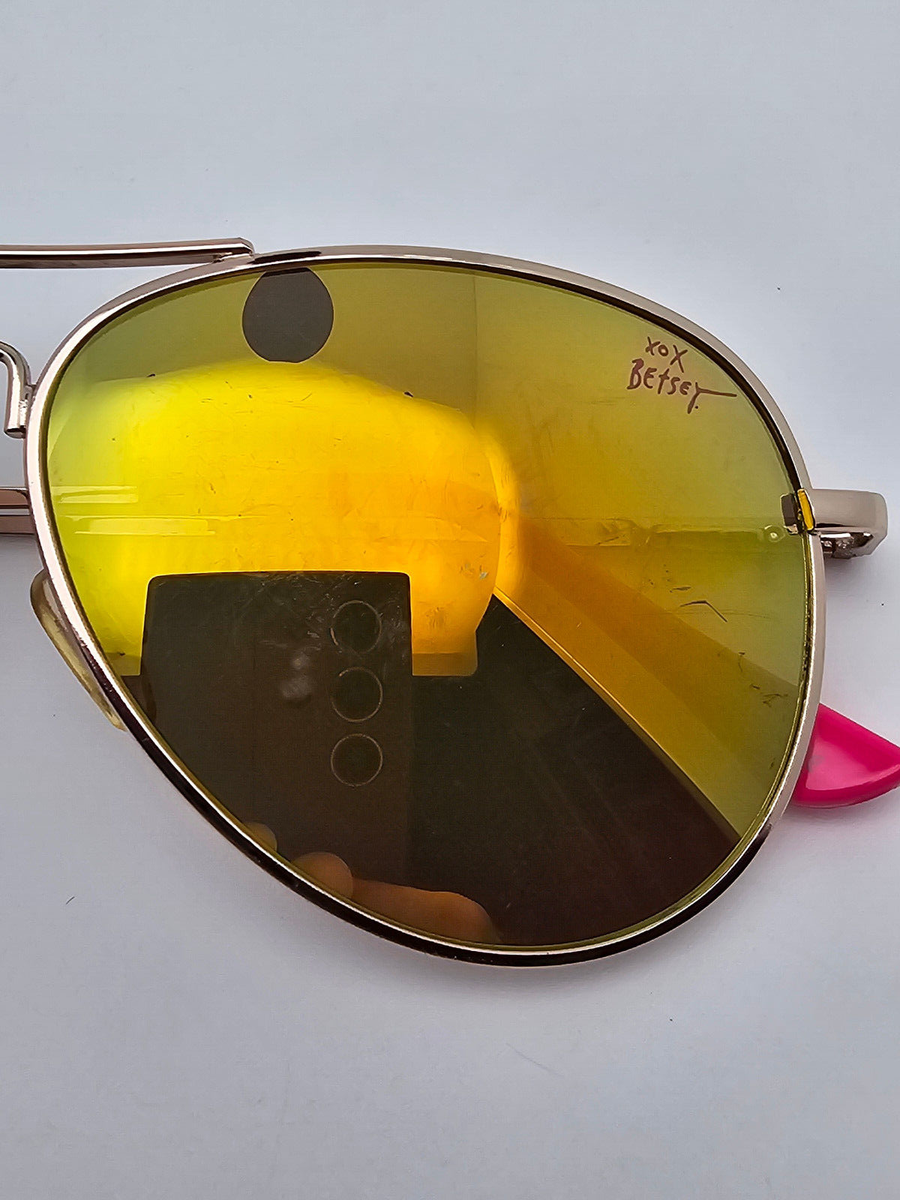 Betsey Johnson Gold Frame Aviator Sunglasses Betsey Johnson Gold Aviator Sunglasses with Gradient Lenses  main image 4