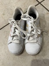 ADIDAS Girl's Grand Court Iridescent 3 Stripe White Sneakers Size 1.5