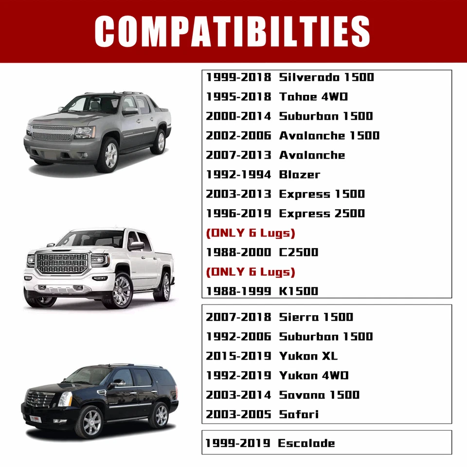 (4) Adaptadores espaciadores de rueda negros de 2" 6x5,5 para Chevy Silverado 1500 Suburban GMC Foto 2 de 4