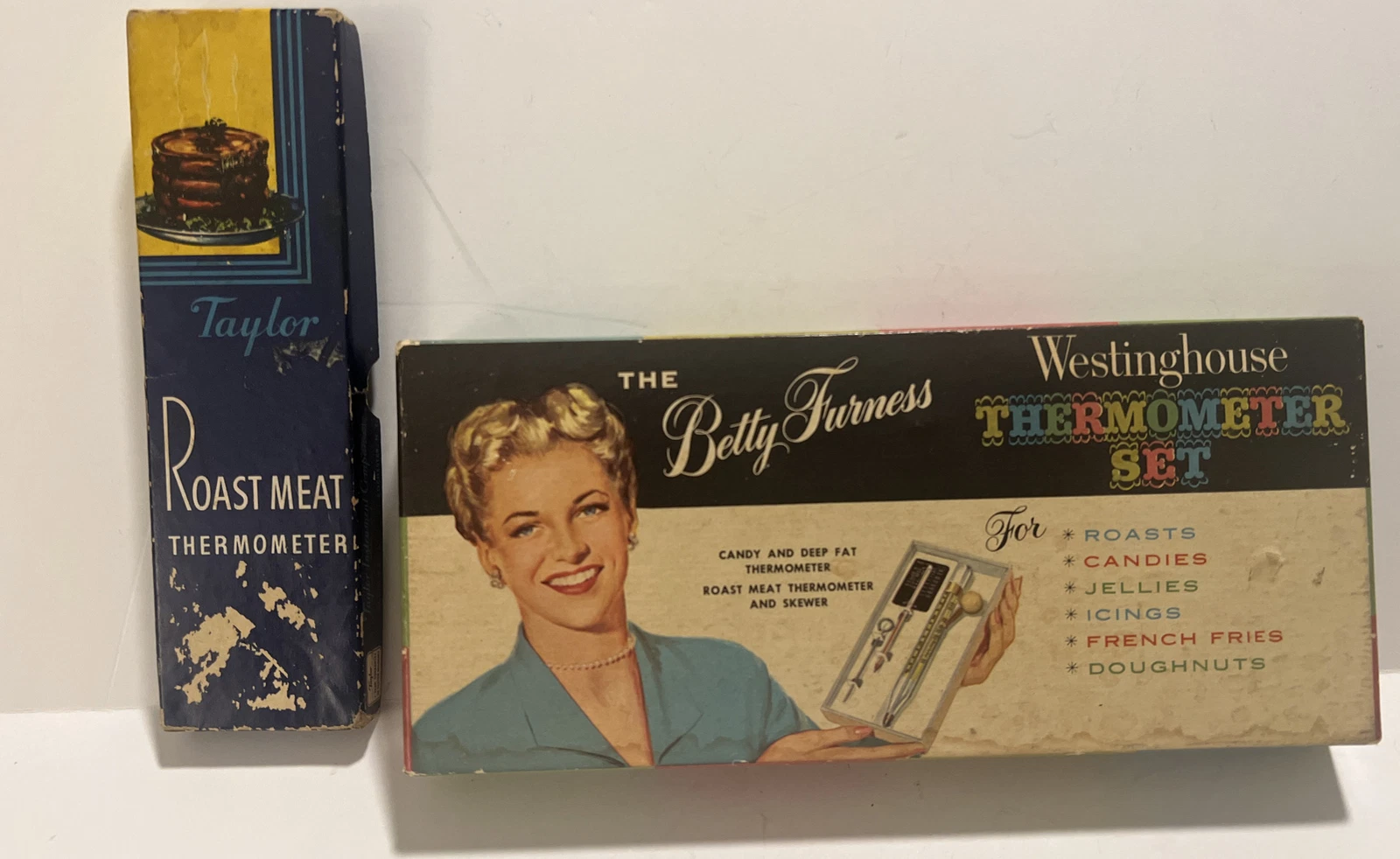 vintage food thermometers Taylor Roast meat & Westinghouse Betty Furness W/box’s