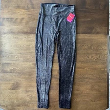 Spanx Velvet Shine Leggings Black & Gold Color Medium Hard To Find #20188R  NWT 